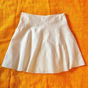 90s White Linen Circle Skirt by Vamp | Vintage Minimalist A-Line | Size L